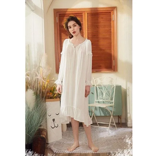 2019 Bathrobe Female Cotton Nightgowns Women Night Wear Home Dress Vintage Sleepwear Honeymoon Nightdress Indoor Clothing T515
