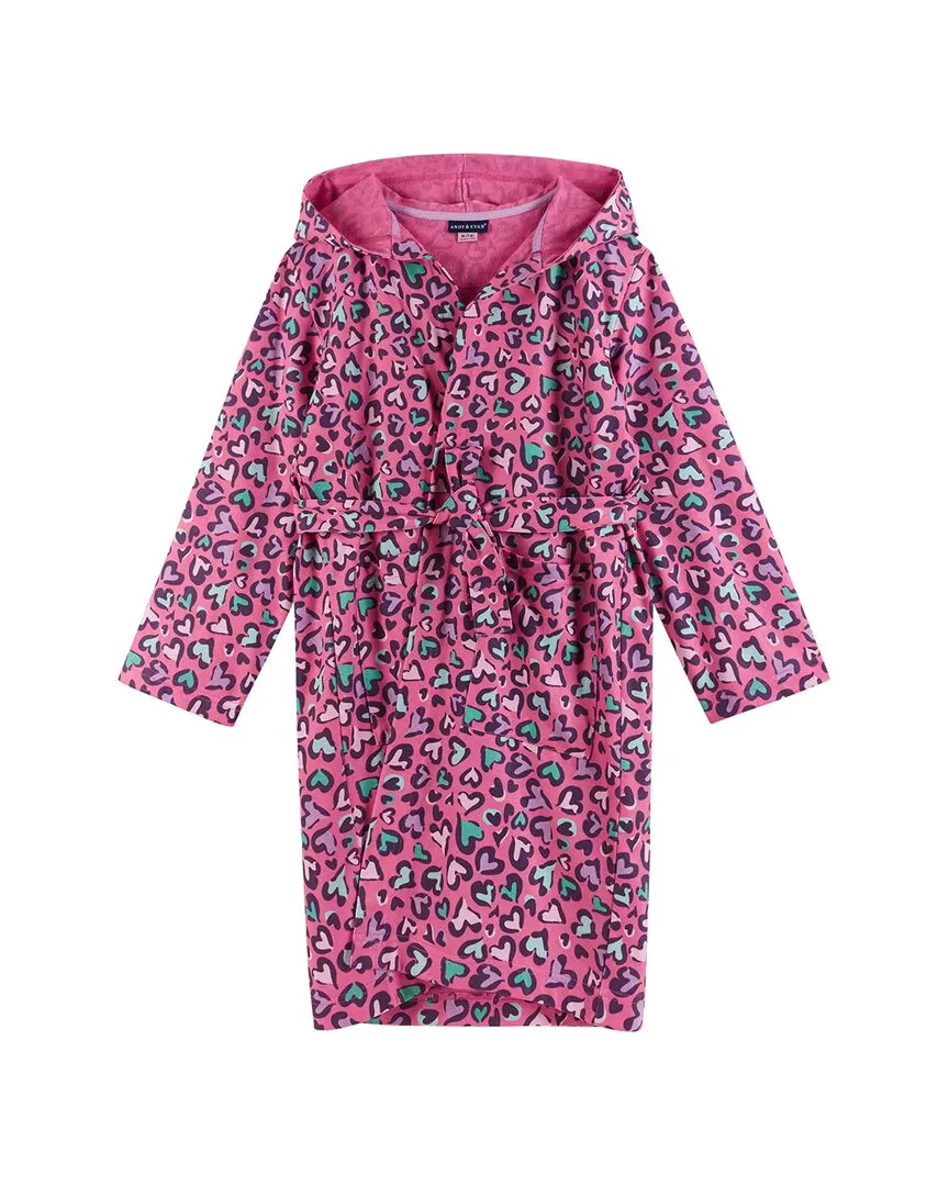 Andy & Evan Heart Printed Jersey Knit Robe