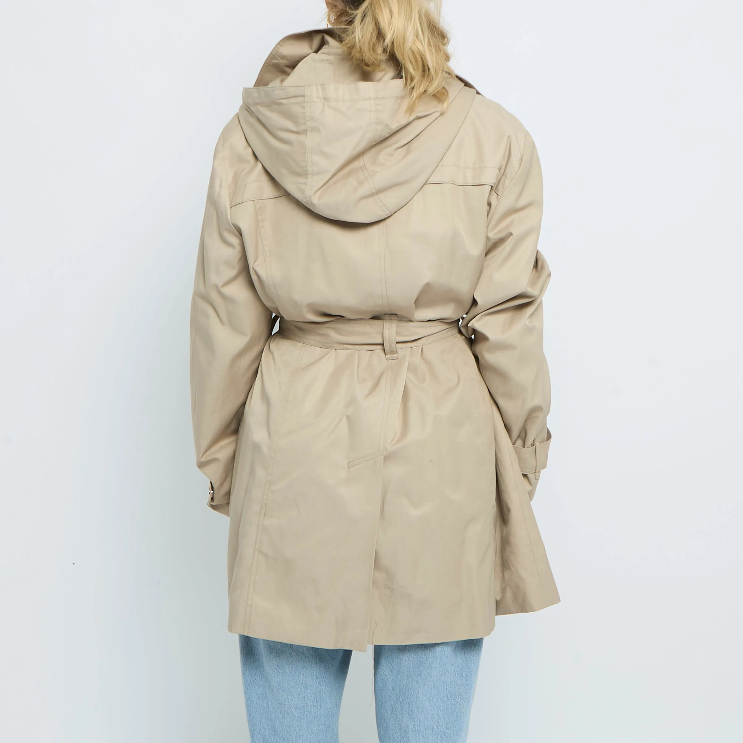 Beige Belted Hooded Trench Coat - UK 10