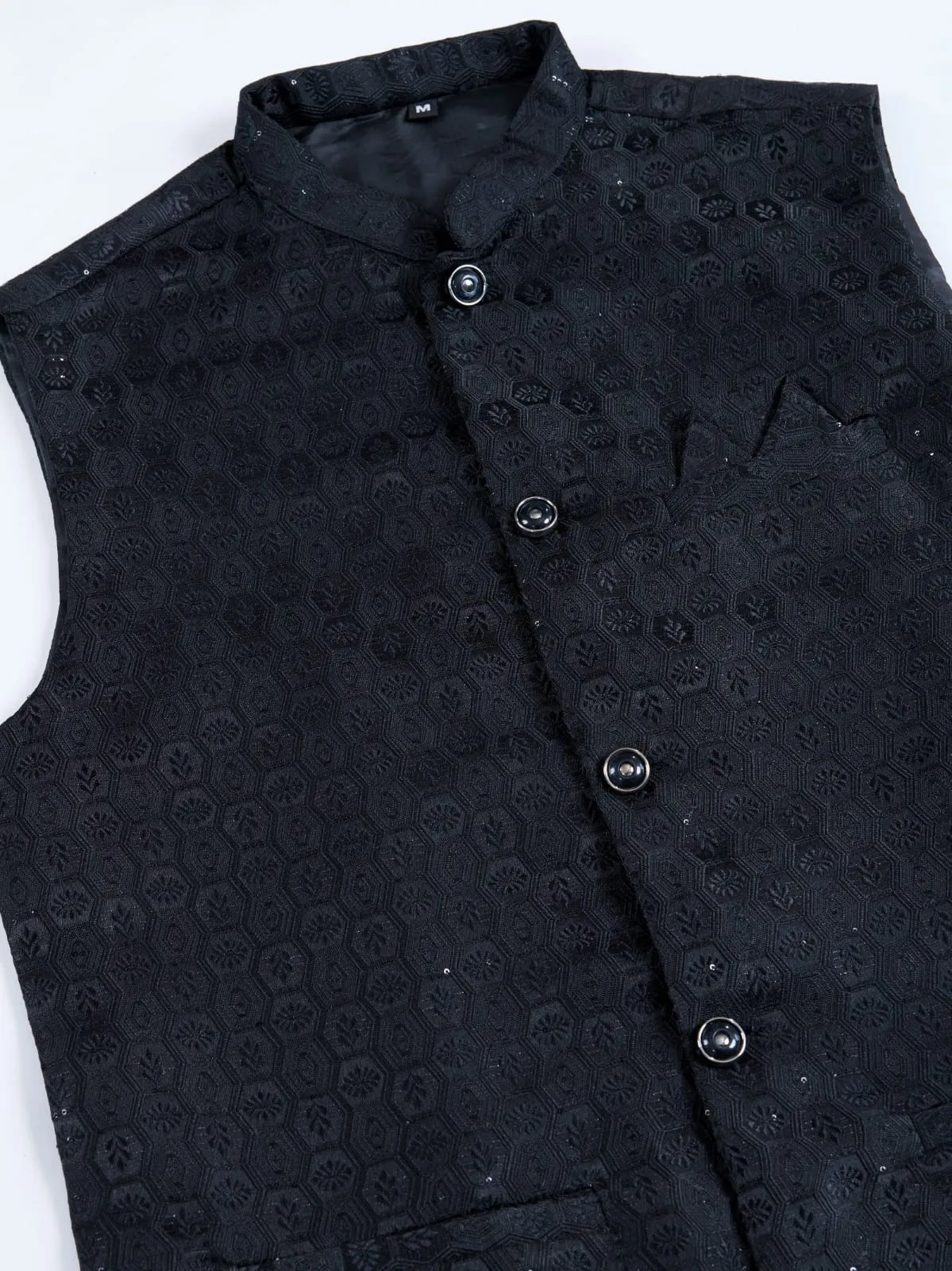 Black Viscose Silk Heavy Sequin Work Kurta Pajama & Koti Jacket