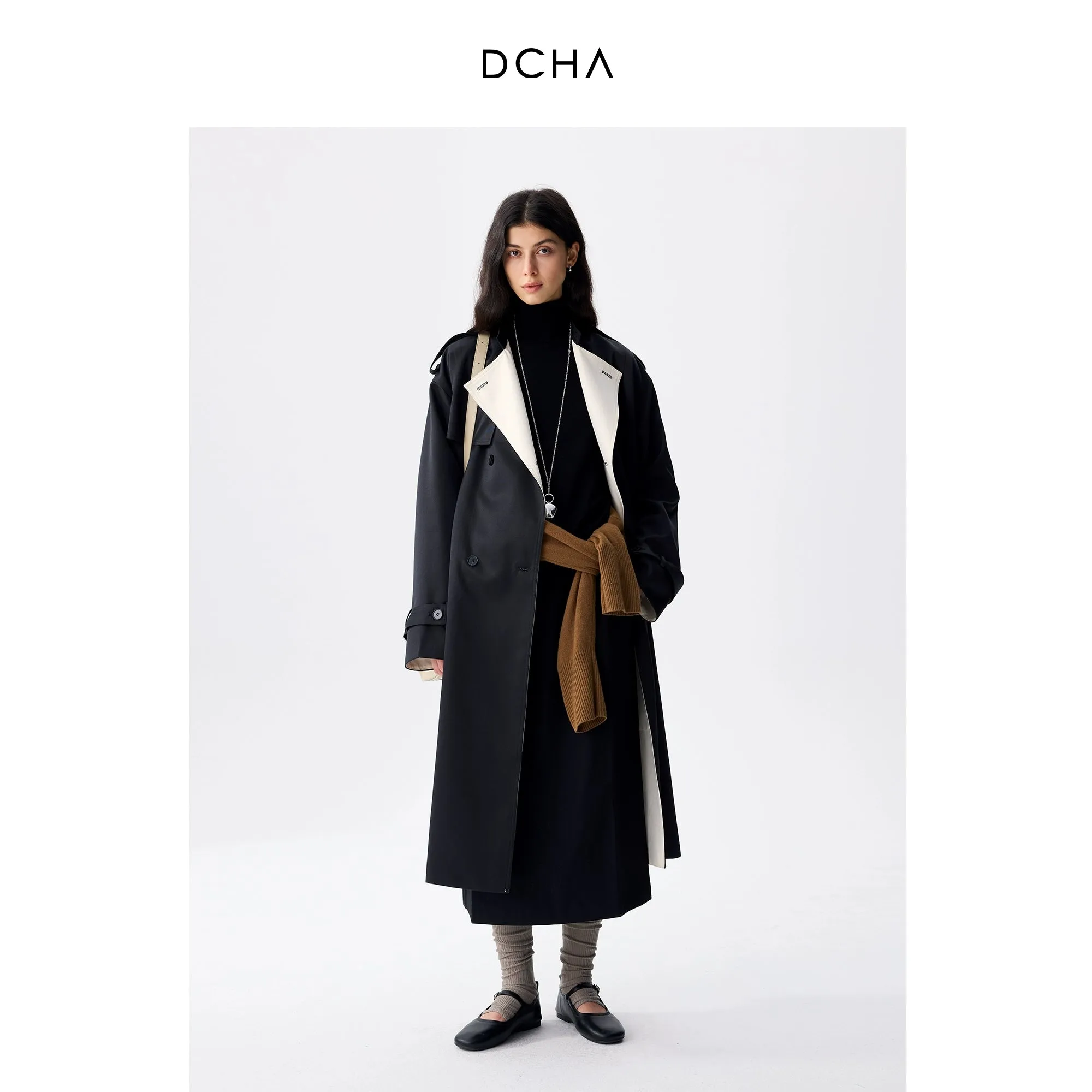 Double-Sided Contrast Stitch Trench Coat