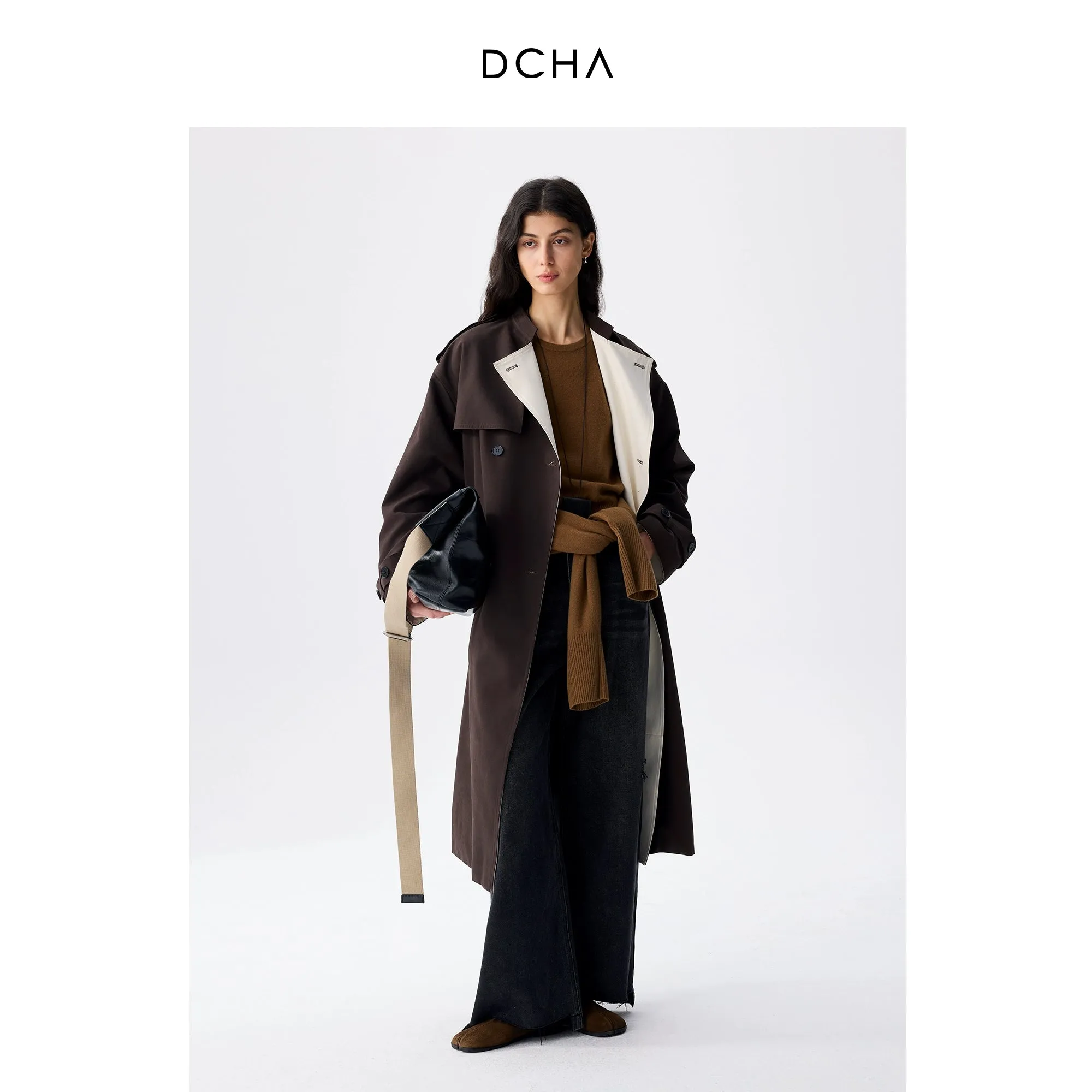 Double-Sided Contrast Stitch Trench Coat
