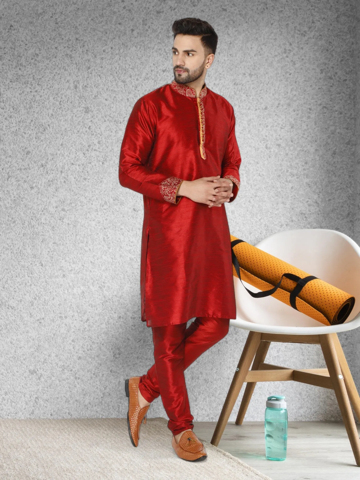 Kurta Pajama For Men Indian Festival Wedding Party Dress Red