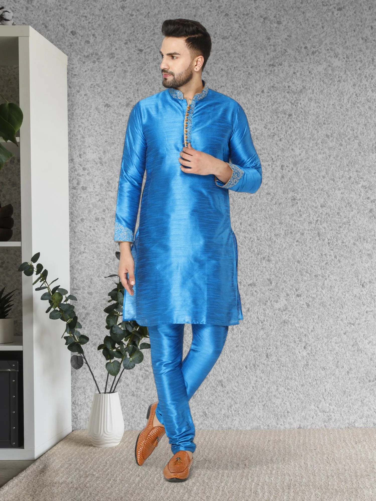 Kurta Pajama For Men Indian Festival Wedding Party Dress Turquoise