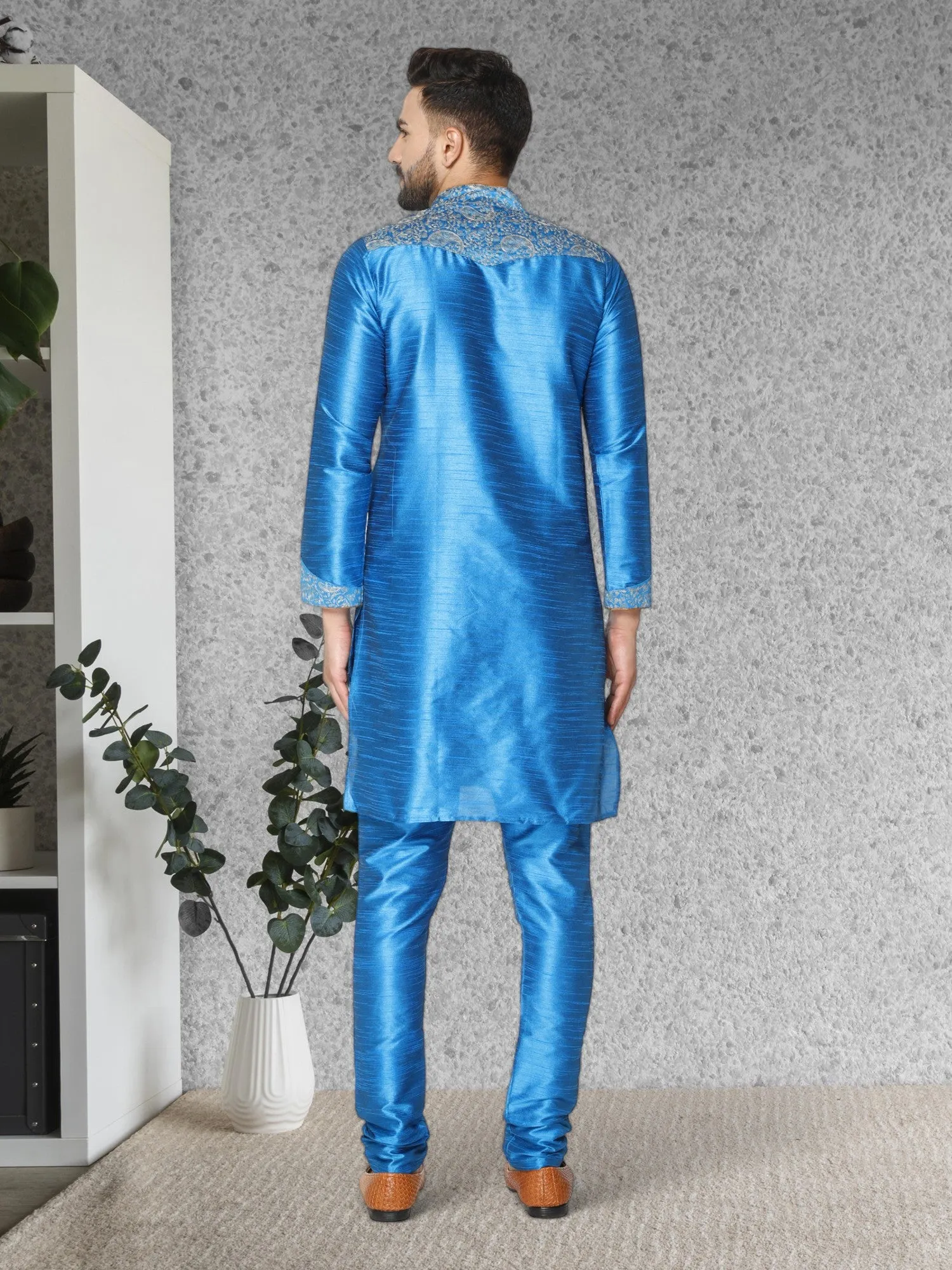Kurta Pajama For Men Indian Festival Wedding Party Dress Turquoise