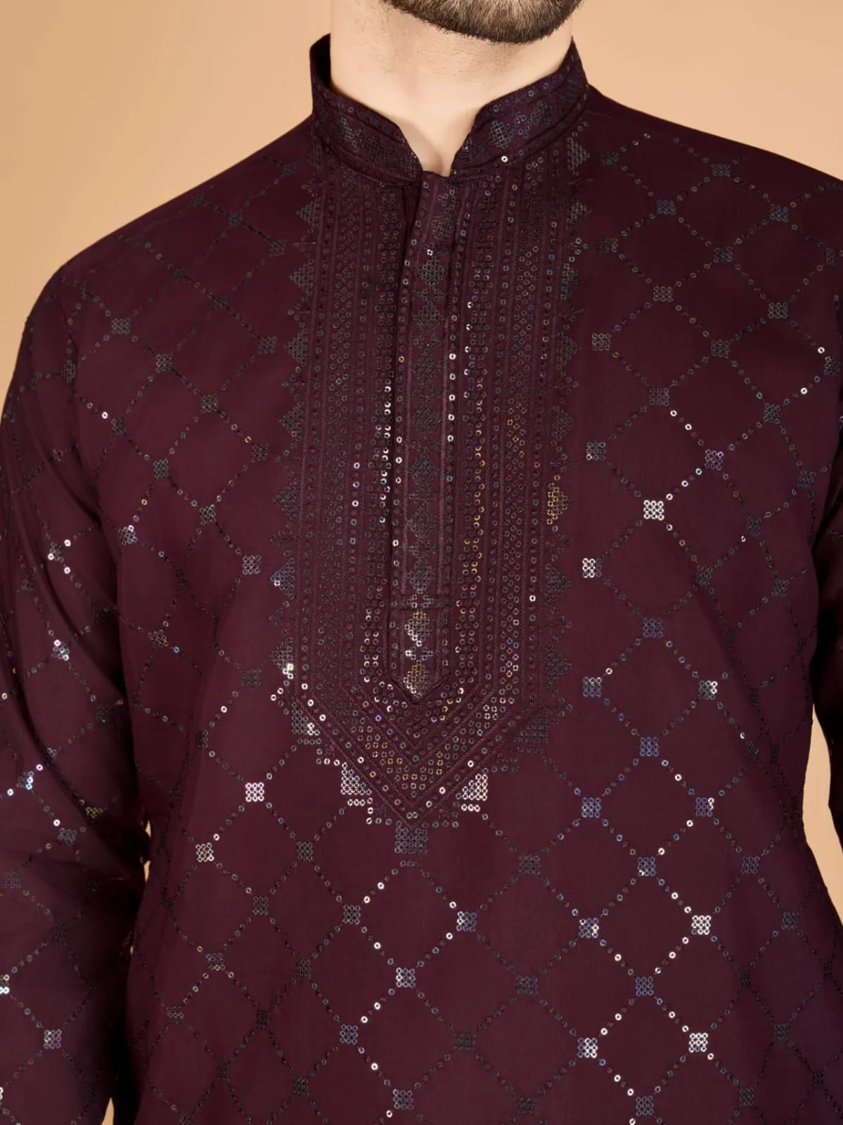 Maroon Colour Viscose Silk Heavy Thread Work Kurta Payjama