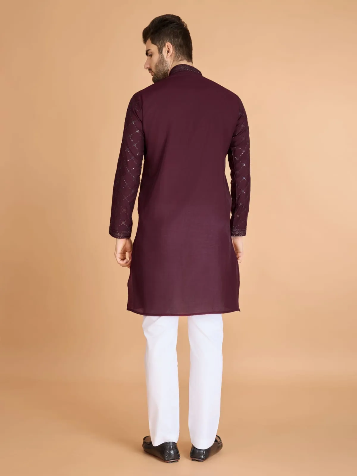 Maroon Colour Viscose Silk Heavy Thread Work Kurta Payjama