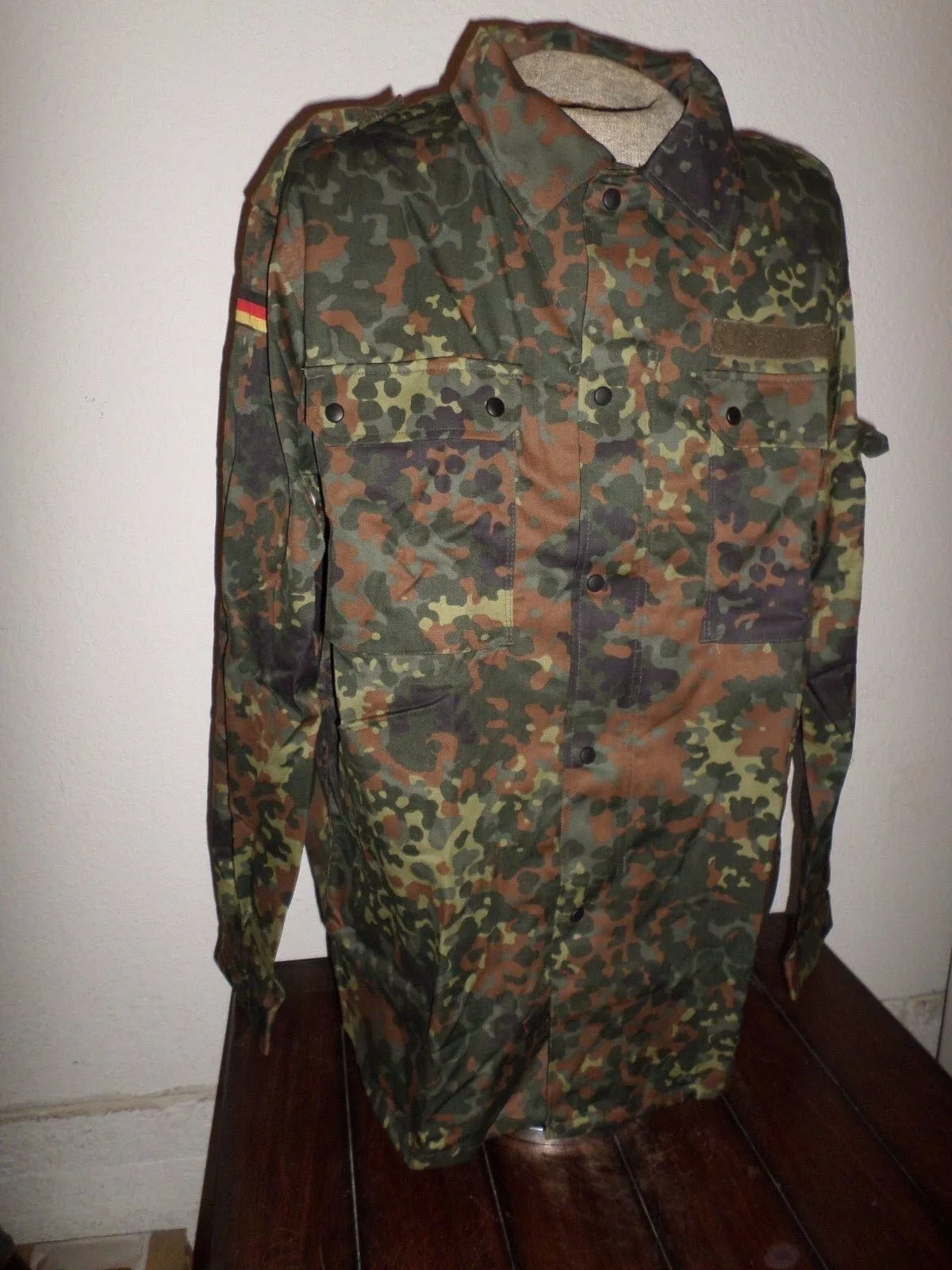NEW GERMAN ARMY ISSUE FLECKTARN FLECK CAMOUFLAGE SHIRT/JACKET SIZE XL 48 LONG