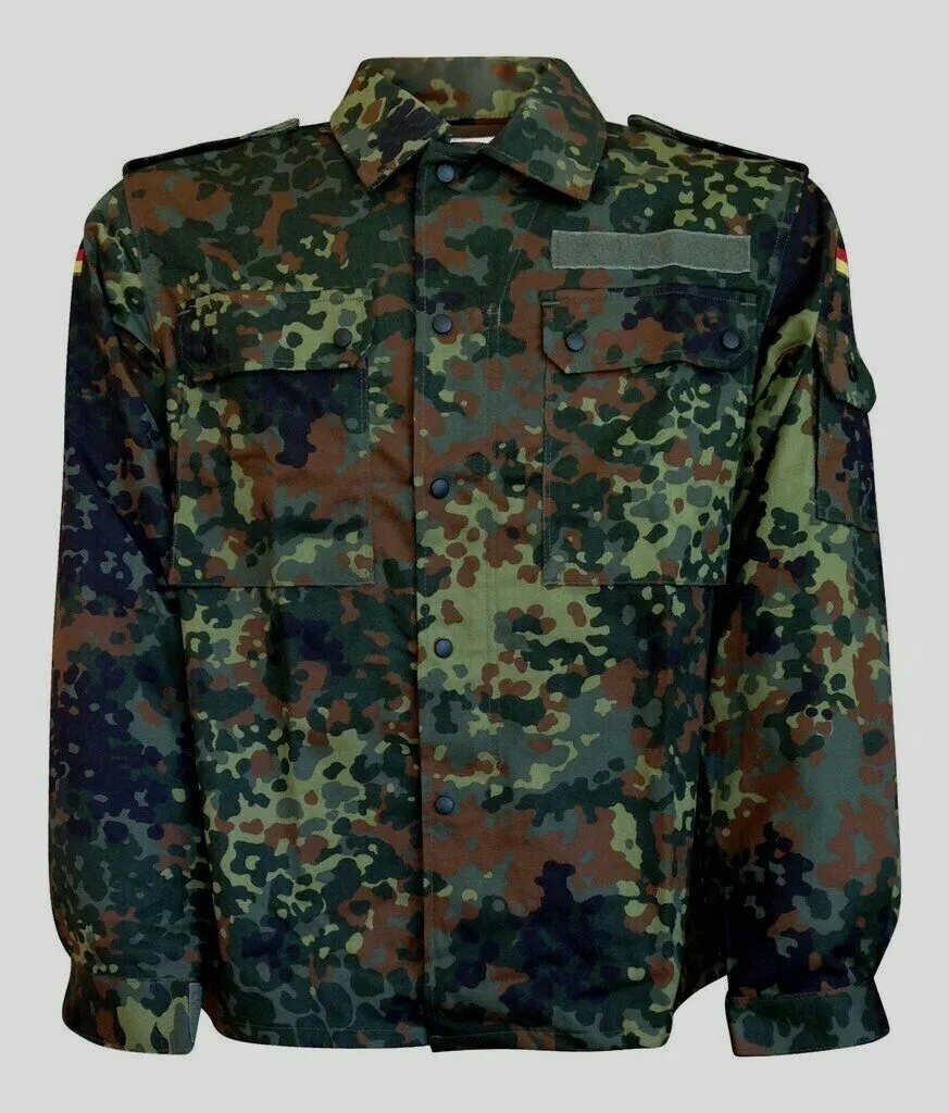 NEW GERMAN ARMY ISSUE FLECKTARN FLECK CAMOUFLAGE SHIRT/JACKET SIZE XL 48 LONG