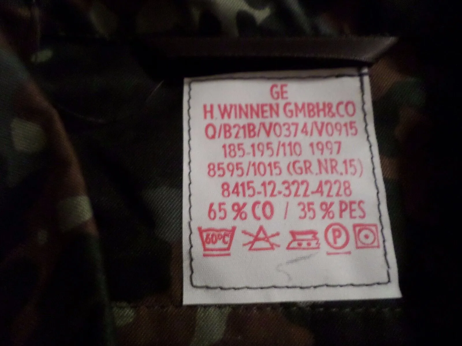 NEW GERMAN ARMY ISSUE FLECKTARN FLECK CAMOUFLAGE SHIRT/JACKET SIZE XL 48 LONG