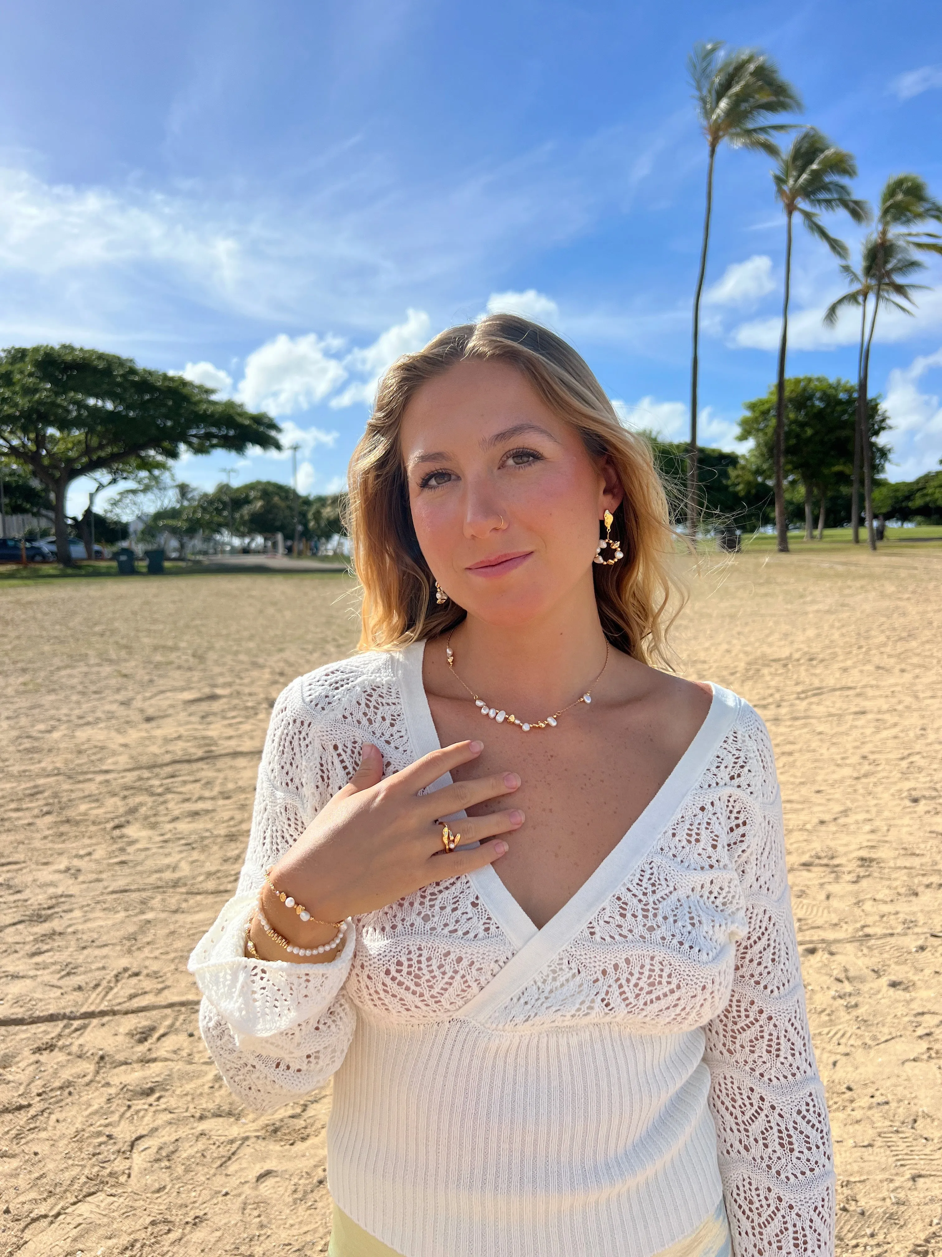 Pearl and Gold Bead Set