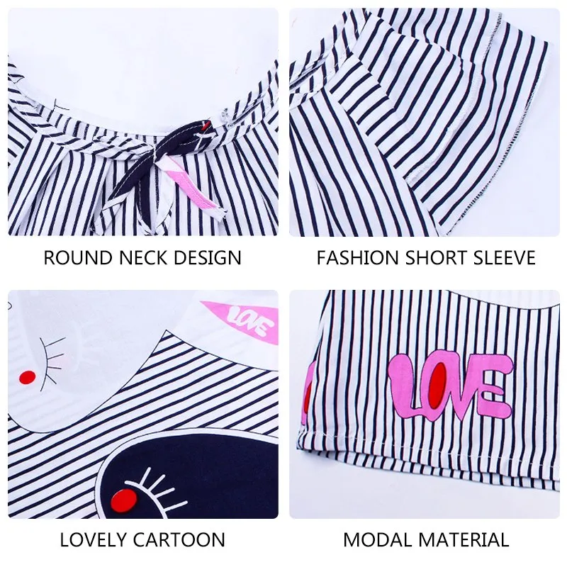 Princess Striped Cartoon Nightgowns