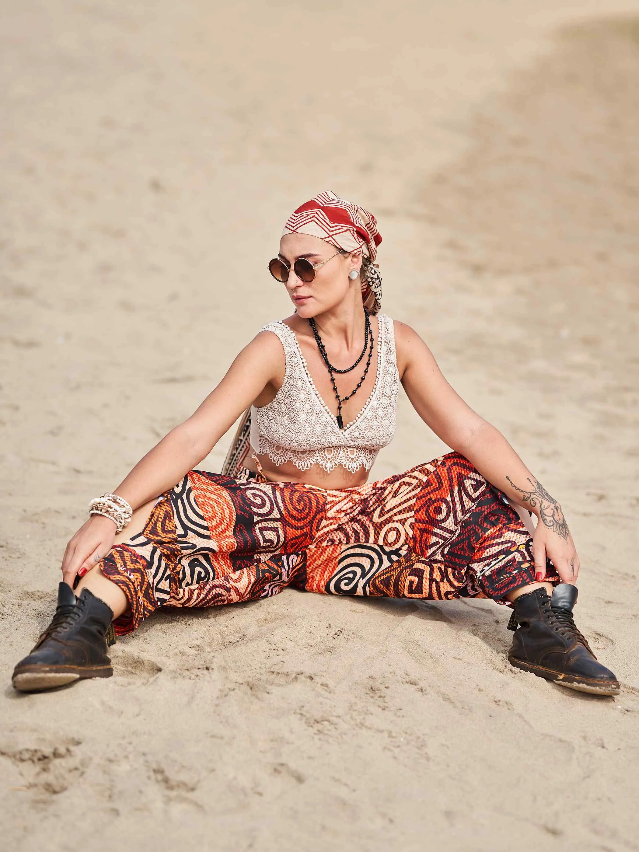 Women's Flowy Graphic Printed Hippy Harem Pants For Travel Yoga Dance