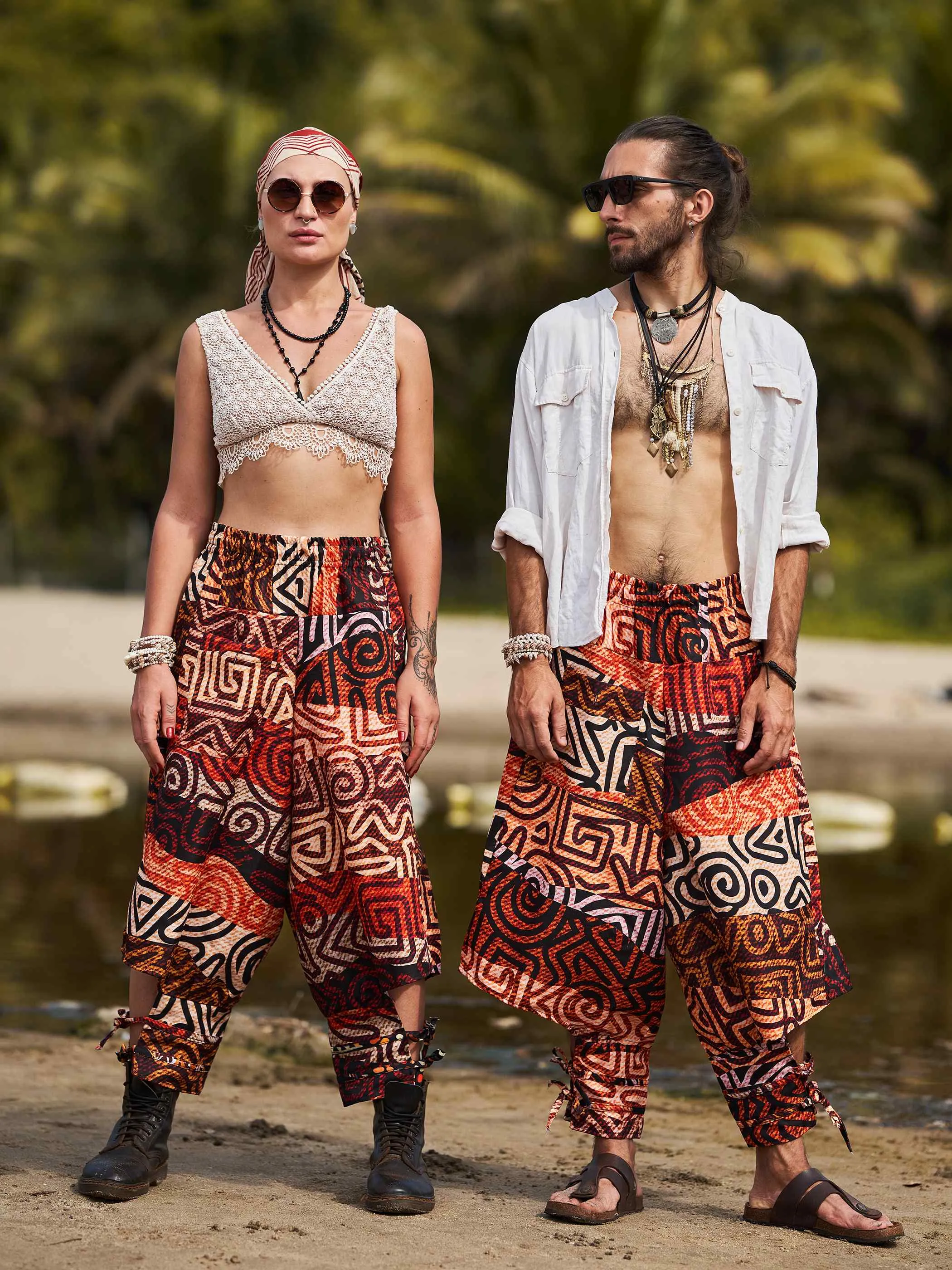 Women's Flowy Graphic Printed Hippy Harem Pants For Travel Yoga Dance