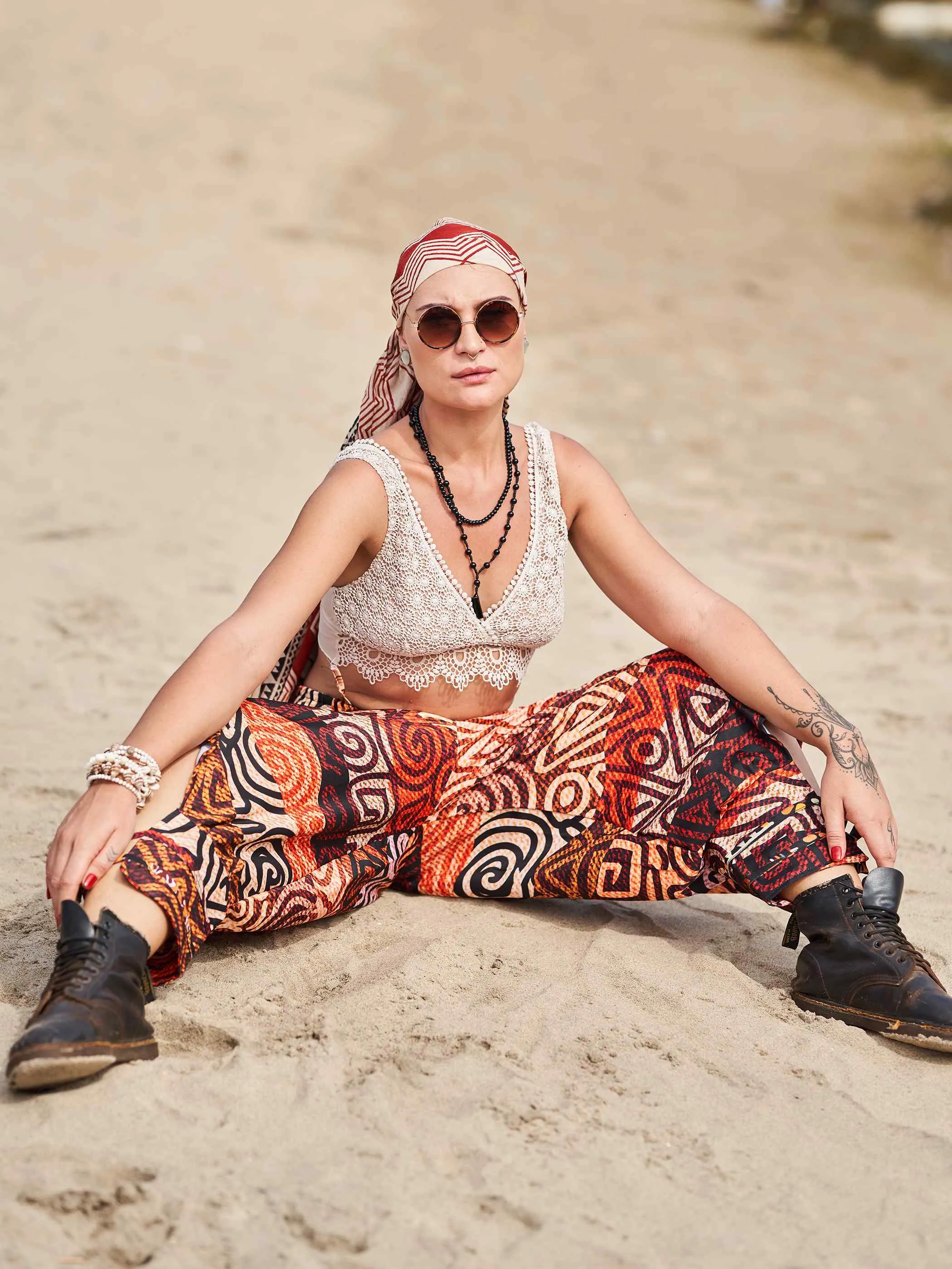 Women's Flowy Graphic Printed Hippy Harem Pants For Travel Yoga Dance