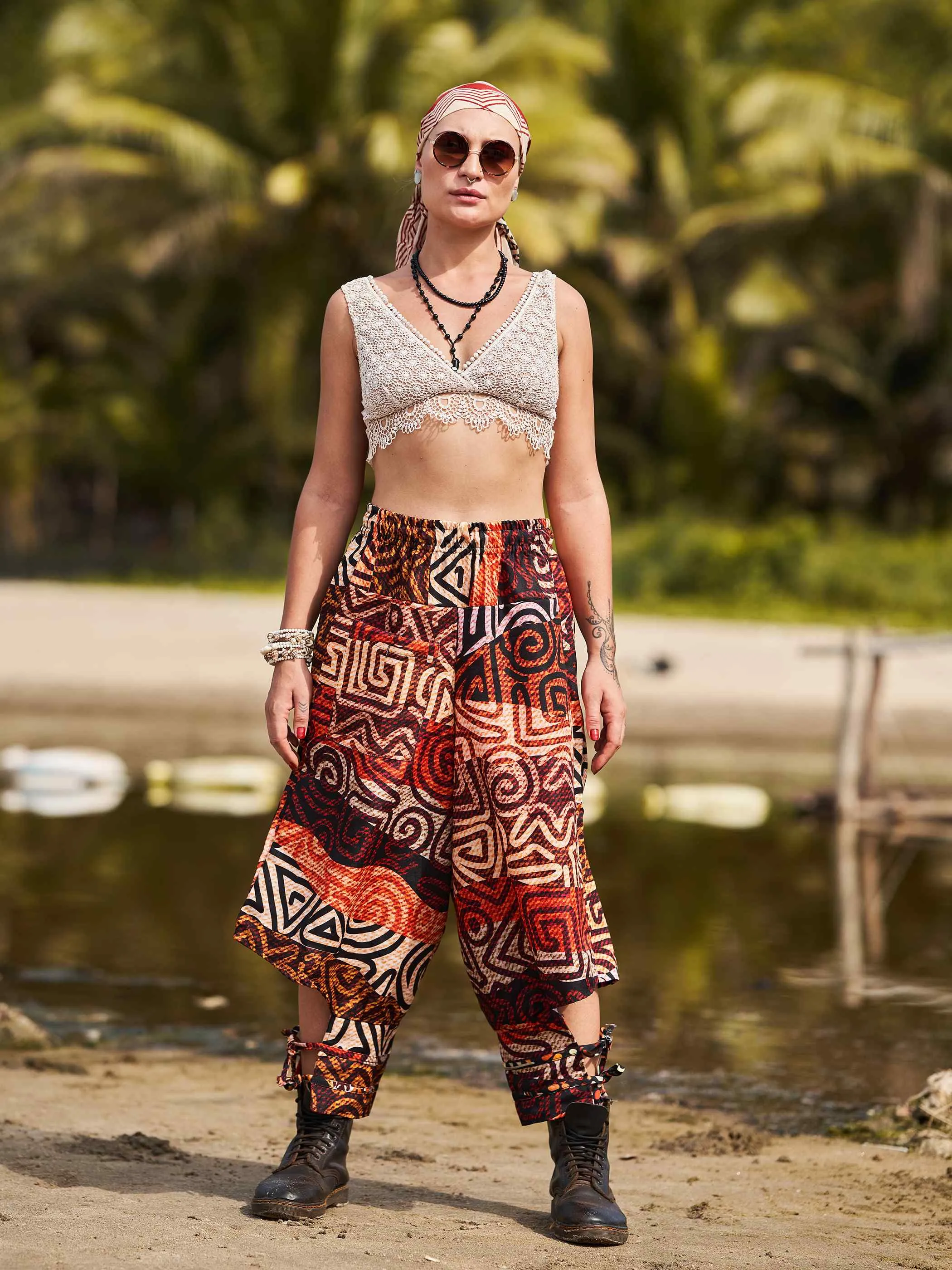 Women's Flowy Graphic Printed Hippy Harem Pants For Travel Yoga Dance