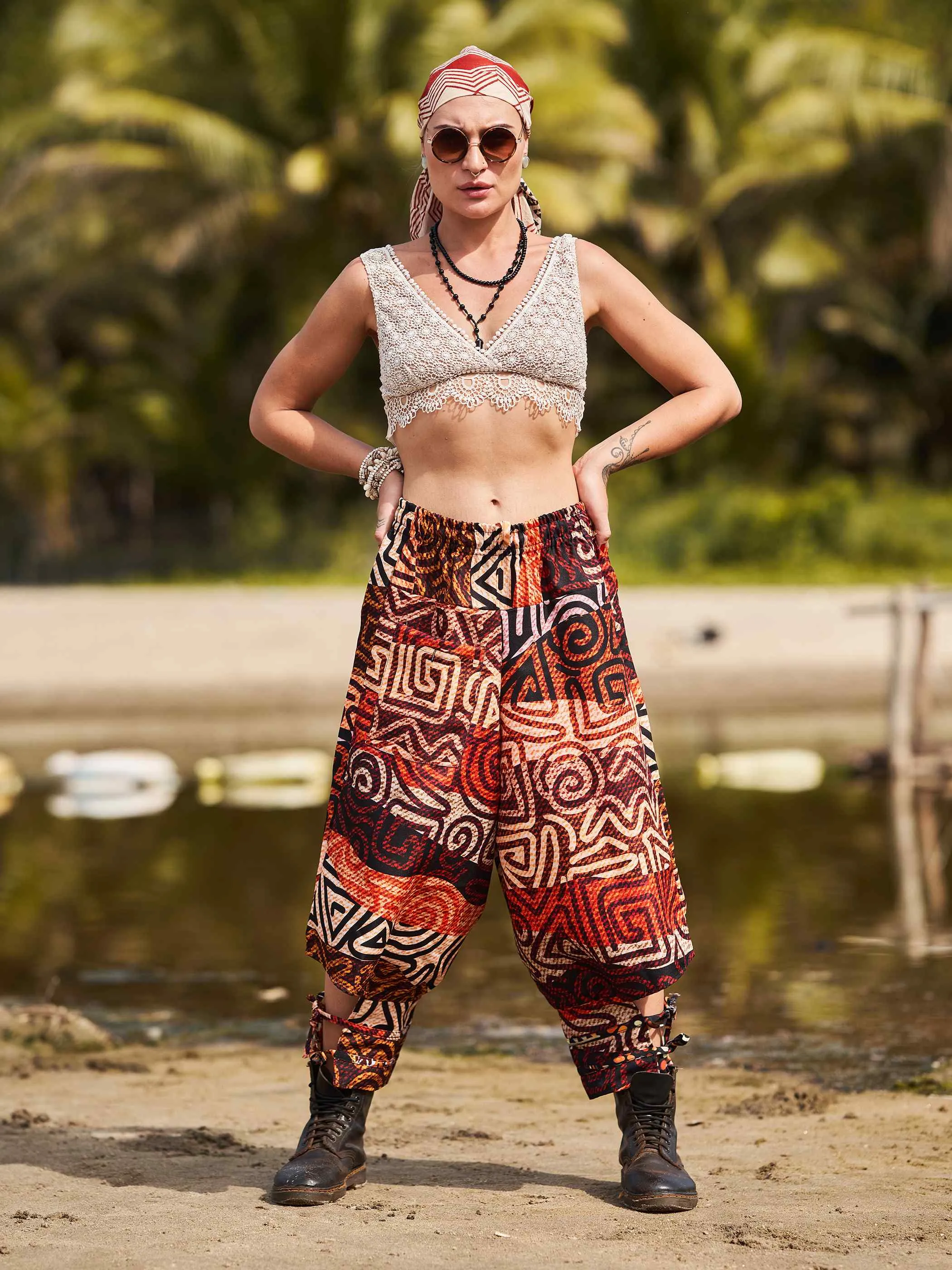 Women's Flowy Graphic Printed Hippy Harem Pants For Travel Yoga Dance