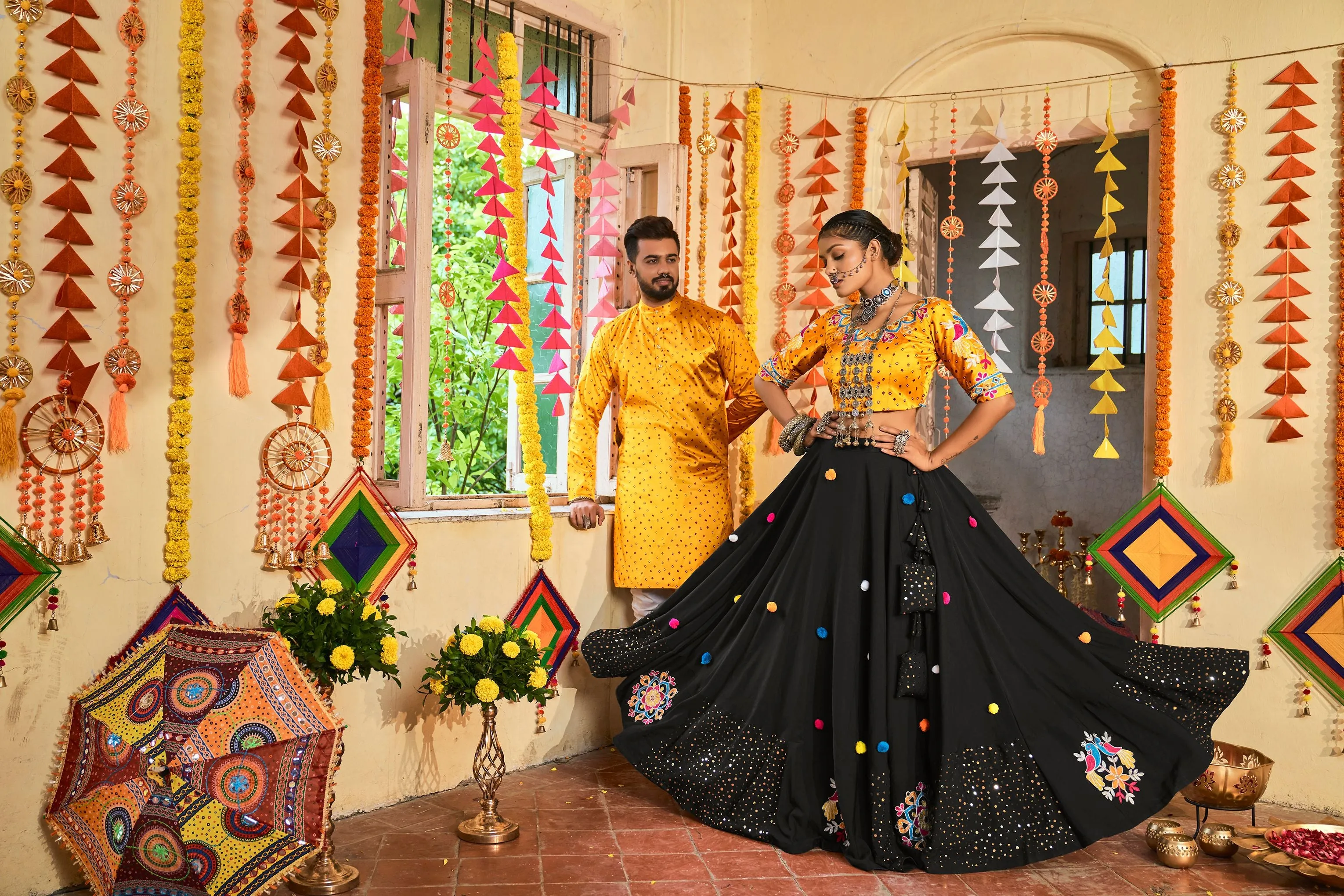 Yellow Colour Gajji Silk Heavy Thread Work Kurta Payjama