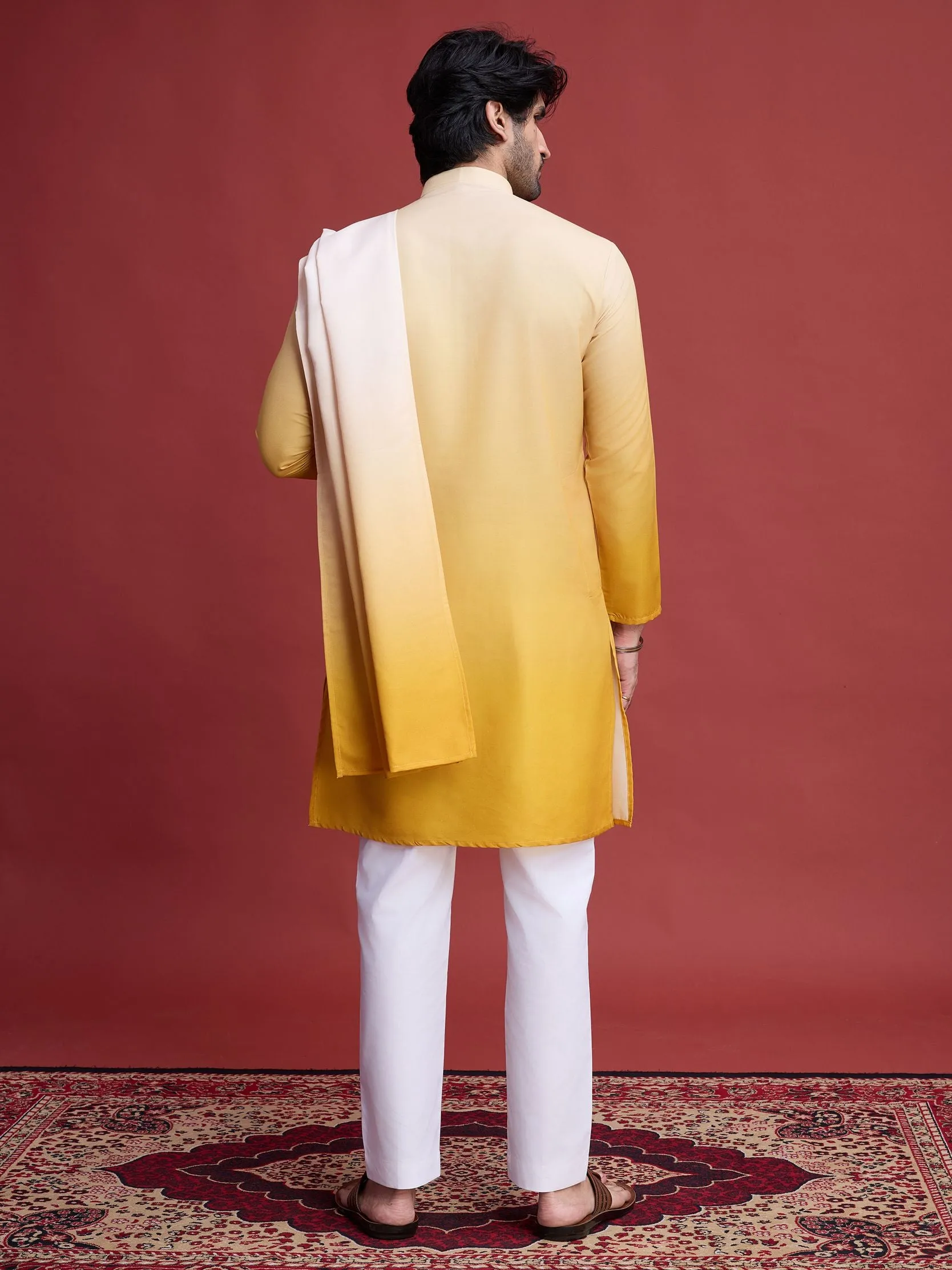 Yellow Colour Reyon Silk With Mirror Work Kurta Payjama With Duppata